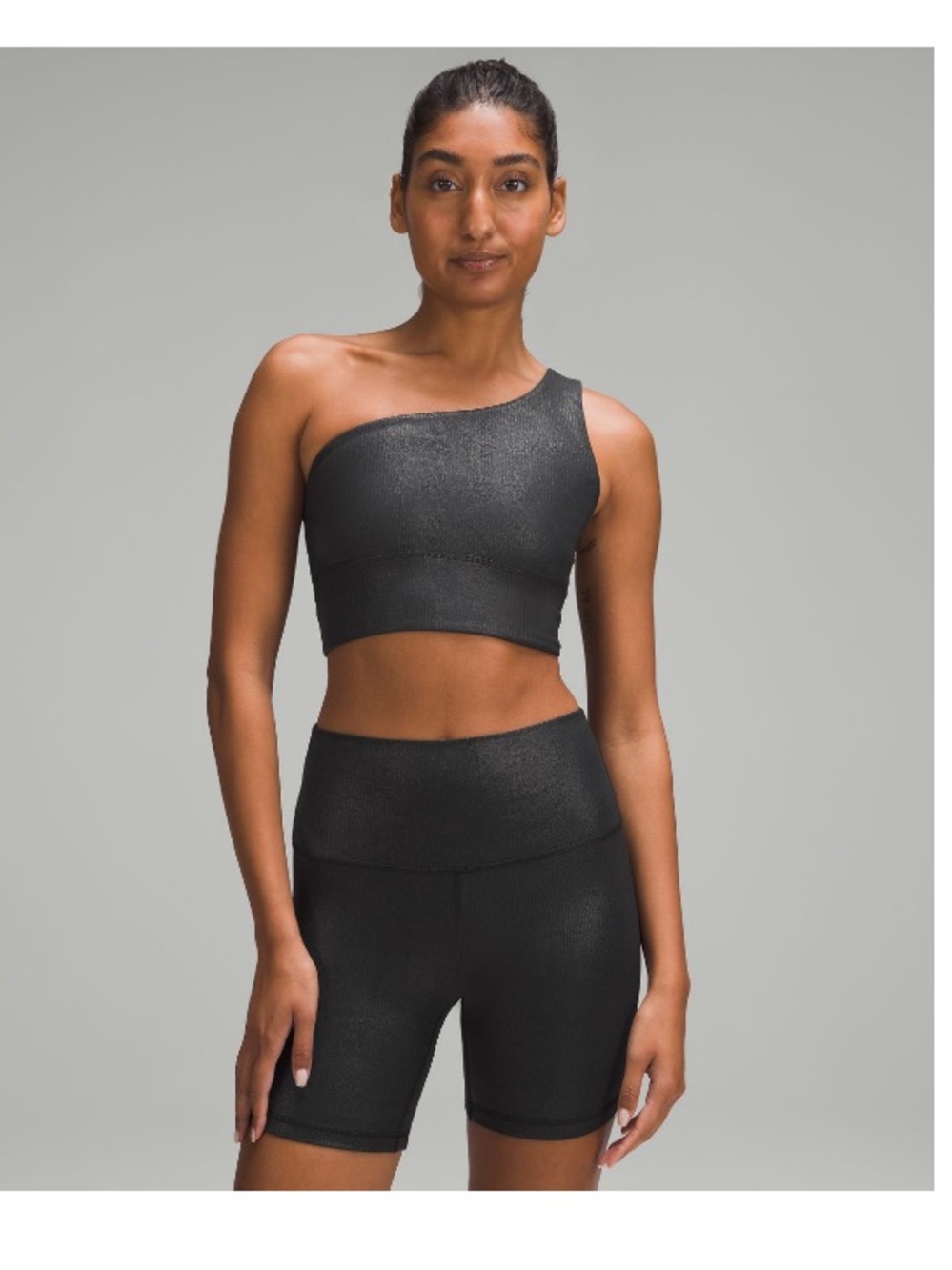 Lululemon Align One-Shoulder Metallic Black Sports Bra
